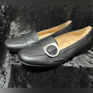 Naturalizer Kayden-Moc Loafer Women's Black Faux Leather Shoes Size 7.5